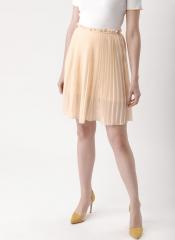 Dressberry Peach Solid Flared Skirt women