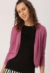 Dressberry Pink Solid Open Front Shrug women