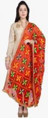 Dupatta Bazaar Orange Embroidered Dupatta women