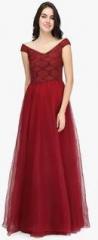 Eavan Maroon Self Pattern Maxi Dress women