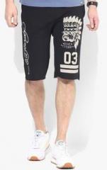 Ed Hardy Black Printed Slim Fit Shorts men