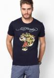 Ed Hardy Navy Blue Round Neck T Shirts Men