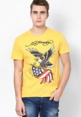 Ed Hardy Yellow Round Neck T Shirt men