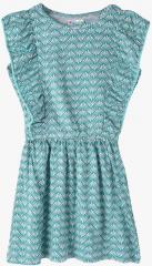 Eimoie Green Printed Casual Dress girls