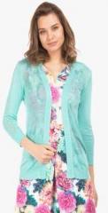 Elle Aqua Blue Solid Shrug women