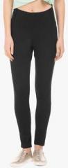 Elle Black Solid Leggings women