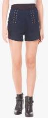 Elle Blue Solid Shorts women