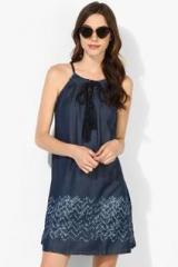 Elle Navy Blue Coloured Printed Shift Dress women