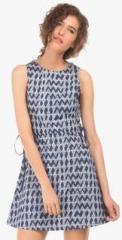 Elle Navy Blue Coloured Printed Skater Dress women