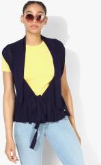 Elle Navy Blue Solid Summer Jacket women