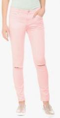 Elle Pink Solid Jeans women