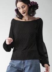 Encrypt Women Black Printed Boxy Top