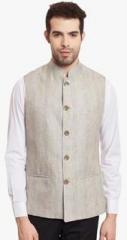 Envoy Beige Solid Waistcoat men