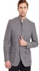 Envoy Grey Checks Mandarin Collar Blazer men