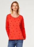 Esprit Coral Red Self Design Pullover Women