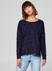 Esprit Navy Blue Self Design Pullover women