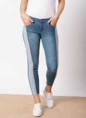 Ether Blue Skinny Fit Mid Rise Clean Look Stretchable Cropped Jeans women