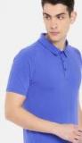 Ether Blue Solid E Dry Polo Neck T Shirt Collar T Shirt Men