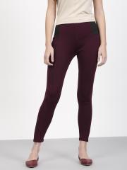 Ether Burgundy Ankle Length Leggings women