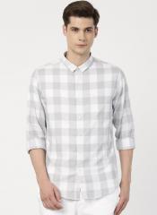 Ether Grey Checked Casual Shirt men