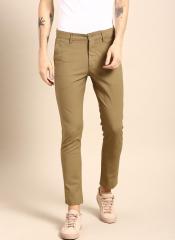 Ether Khaki Solid Regular Fit Chinos men