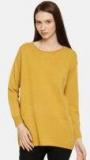 Ether Mustard Yellow Solid Pullover Sweater women