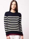 Ether Navy & Cream Coloured Striped Pullover Sweater Women