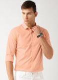 Ether Orange Solid Slim Fit Casual Shirt men