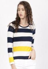 Ether White & Navy Striped T Shirt women