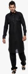 Ethiic Black Solid Kurta Pyjamas men