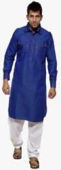 Ethiic Blue Solid Kurta Pyjama men