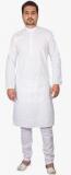 Ethiic White Printed Kurta Pyjama Men