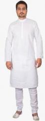 Ethiic White Printed Kurta Pyjama men