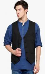 Even Black Solid Waistcoat men