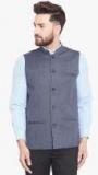 Even Blue Solid Nehru Jacket Men