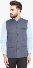 Even Blue Solid Nehru Jacket men