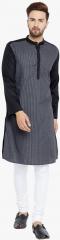 Even Charcoal Woven Design Kurta men