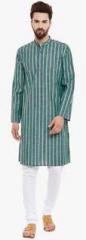 Even Green Striped Kurta men