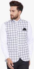 Even Grey Woven Design Ethnic Jacket men