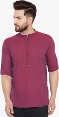 Even magenta Woven Design Kurta men