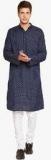 Even Navy Blue Printed Kurta Men