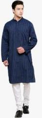 Even Navy Blue Striped Kurta men