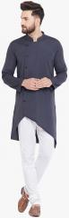 Even Navy Blue Striped Straight Kurta men