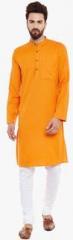 Even Orange Solid Kurta men