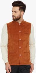 Even Orange Solid Nehru Jacket men