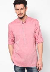 Even Pink Solid Slim Fit Kurta men