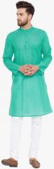 Even Sea Green Solid Kurta men