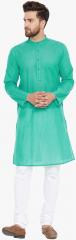 Even Sea Green Solid Kurta Pyjama Set men