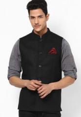 Even Solid Black Ethnic Jacket men