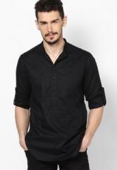 Even Solid Black Slim Fit Kurta men